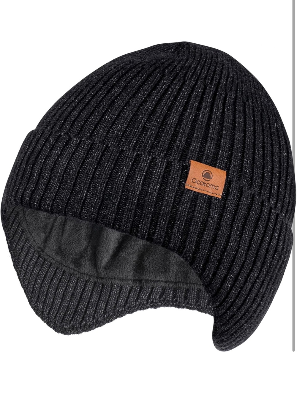 Dark Grey Knit Lined Beanie with Earflaps - Unisex One Size